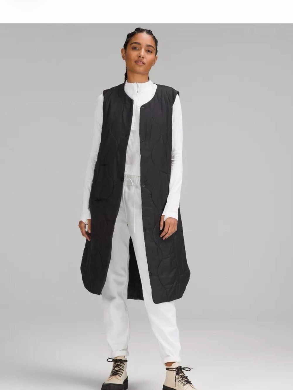 lululemon athletica Black Long Quilted Vest